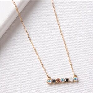 🆕 Gold Multicolor Crystal Bar Necklace - Plunder